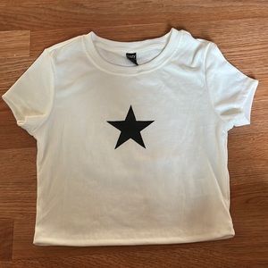 White Cropped Star Shirt
